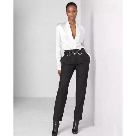 Ralph Lauren Collection Purple Label Silk Satin Blouse Plunge Shawl Collar XS S - Picture 4 of 6